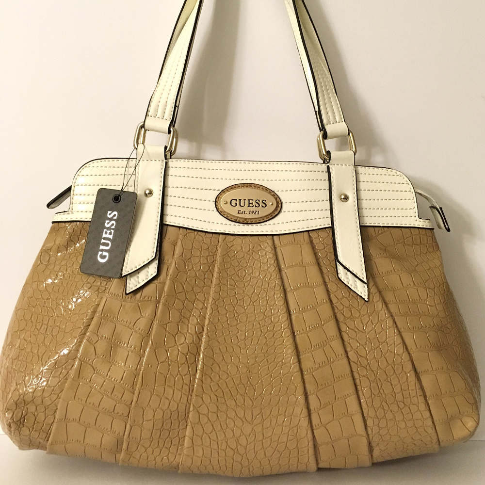 Guess Gulfport sand-multi Croc-embossed Satchel